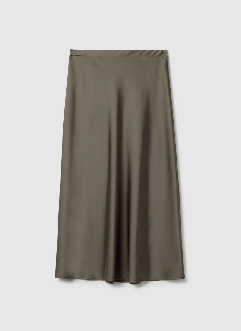 Ovs OVS Grey Satin Skirt With Regular Fit And Elastic Waist